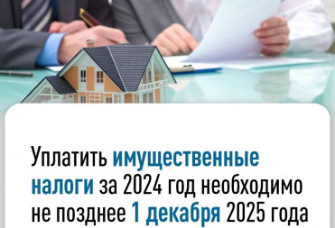 ДО 1 ДЕКАБРЯ 2025 ГОДА НЕОБХОДИМО УПЛАТИТЬ ИМУЩЕСТВЕННЫЕ НАЛОГИ ЗА 2024 ГОД
